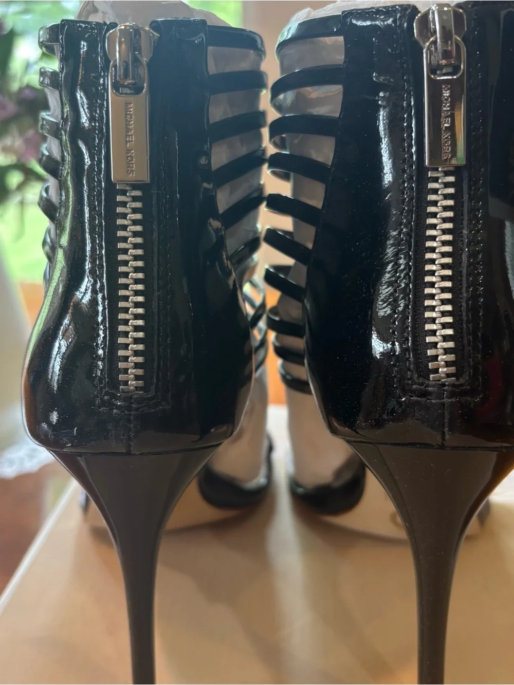 Michael Kors Black Patent Strappy Gladiator Heels Size 7